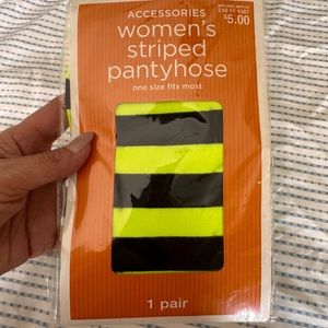 NWT Women's striped pantyhose green and black
